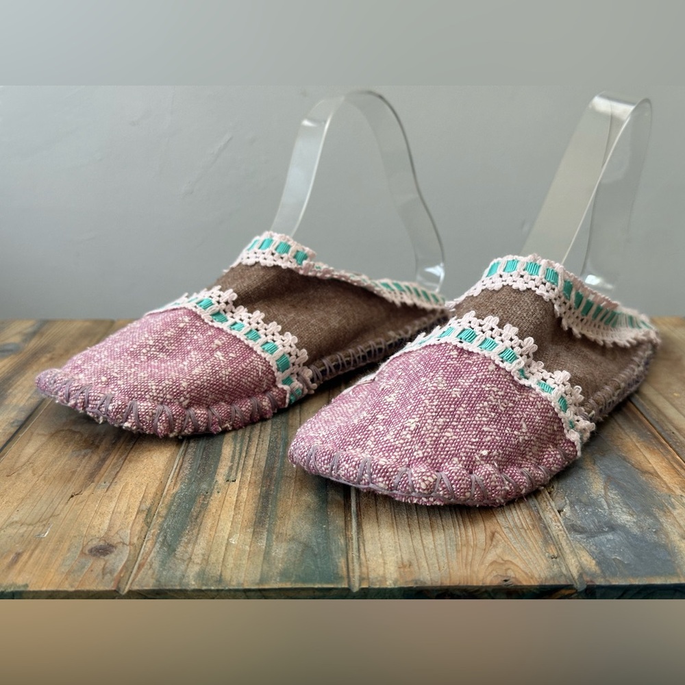 Handmade Wool Lined Slippers Women's Size 7 - 7.5